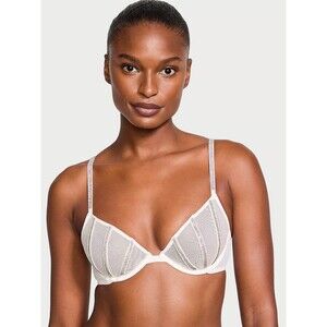 Victoria’s Secret Very Sexy Sheer Shine Unlined Demi Bra Coconut White 32C